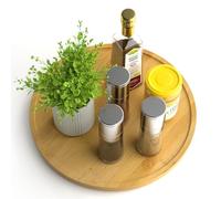 Homerays Organizador de bambú giratorio Lazy Susan, plato giratorio de cocina, 30 cm, estante antideslizante para especias giratorio para cocina, despensa, armario, mesa, encimera, bambú