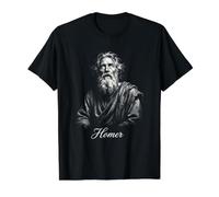 Homero Mitología Griega Odisea Ilíada Poeta Camiseta gráfica económica, Hombre, Negro, L