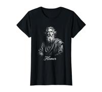 Homero Mitología Griega Odisea Ilíada Poeta Camiseta gráfica económica, Mujer, Negro, XS