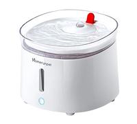 Homerunpet Fuente de Agua para Gatos y Perros Con Bandeja de Porcelana y Bomba Autolimpiante Inalámbrica, Ultra Silenciosa, Fácil de Limpiar y Montar, Luz LED Inteligente, 2L