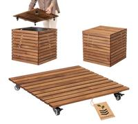 HOMERZO Carrito para plantas resistente a la intemperie, capacidad de carga de 90 kg, tabla rodante para plantas, posavasos y maceta, ruedas con 2 bloqueadores (marrón, 58 x 58 cm)