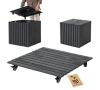 HOMERZO Carrito para plantas resistente a la intemperie, capacidad de carga de 90 kg, tabla rodante para plantas, posavasos y maceta, ruedas con 2 bloqueadores (antracita, 58 x 58 cm)