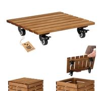 HOMERZO Carrito para plantas resistente a la intemperie, capacidad de carga de 90 kg, tabla rodante para plantas, posavasos y maceta, ruedas con 2 bloqueadores (marrón, 36 x 36 cm)