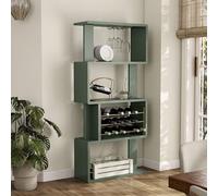 HOMES: INSIDE + OUT Rucks - Moderno armario de vino de madera con estantes abiertos de almacenamiento, soporte extraíble para botellas y soporte para copas, cabaña de bar para cocina, sala de estar