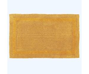 HOMESCAPES Alfombra de baño extra grande, 1600 g/m², súper suave, 100% algodón, reversible, antideslizante, lavable, súper absorbente, secado rápido, 70 x 120 cm, color amarillo mostaza