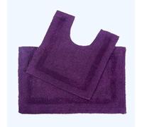 HOMESCAPES Alfombra de baño y contorno de inodoro de algodón, 1600 g/m², extra suave, 100% algodón, reversible, antideslizante, lavable, superabsorbente, ciruela, conjunto de alfombras de baño y WC