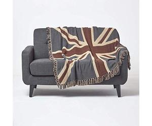 Homescapes - Bandera Union Jack 100% algodón tejido a mano Unión Jack bandera manta 125 x 150 cm para sofá o manta