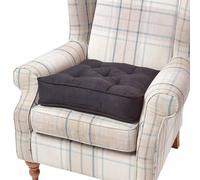 HOMESCAPES Cojín Elevador para sillón, Relleno de poliéster y tapizado en 100% algodón Aterciopelado, 50 x 50 x 10 cm Color Negro