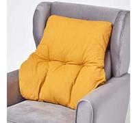 HOMESCAPES Cojín Lumbar ergonómico, cojín de posicionamiento de Respaldo de algodón, para Silla, sillón y automóvil, Amarillo Mostaza, 58 x 68 x 15 cm
