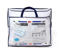 Homescapes - Edredón de plumas y plumón de pato 13,5 tog, todo (4,5 tog + 9 tog) Tog 100% algodón anti polvo y ácaros y plumón de tela de prueba., Blanco, Super King-Size (260 x 220 cm)