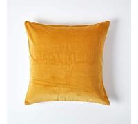 Homescapes - Funda de cojín de terciopelo, color amarillo mostaza, 40 x 40 cm, funda de cojín decorativa para cojín o sofá, con cremallera oculta, color ocre