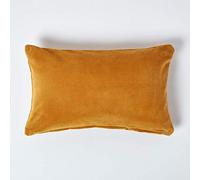 Homescapes Funda de cojín de terciopelo, color amarillo mostaza, suave, 30 x 50 cm, funda de cojín decorativa con cremallera oculta, color ocre