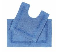 HOMESCAPES Juego de 2 Alfombrillas de baño Reversibles de 1600 g/m² (1600 g/m², 100% algodón, Reversible), Color Azul Cobalto
