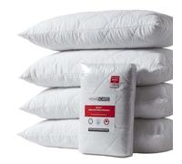 HOMESCAPES Juego de 4 fundas de almohada acolchadas de algodón de 40 x 80 cm, certificado Oeko-Tex, hipoalergénicas, tamaño europeo continental, con acolchado de diamantes y cierre de cremallera