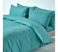 HOMESCAPES - Juego de Cama de 100% algodón Egipcio de 200 Hilos, Funda nórdica de 135 x 200 cm y 1 Funda de Almohada de 50 x 75 cm, Color Turquesa