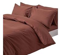 HOMESCAPES - Juego de Cama de 100% algodón Egipcio de 200 Hilos, Funda nórdica de 200 x 200 cm y 2 Fundas de Almohada de 50 x 75 cm, Color Chocolate