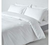 HOMESCAPES Juego de Cama en 100% Algodón Egipcio 200 Hilos, Funda de Edredón 200x200 cm y 2 Fundas de Almohada 50x75 cm, Color Blanco