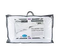 Homescapes - Lujoso par de almohadas de mezcla de seda de morera supersuave, 100 % algodón, antiácaros y antialérgico, lavado en casa