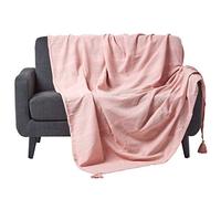 HOMESCAPES Manta para Cama o sofá 100% algodón Tejido a Mano - Rajput - Rosa - 150 x 200 cm