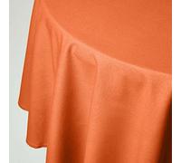 HOMESCAPES Paño de Mesa Naranja, Mantel Redondo de Algodón Liso, Funda de Mesa de Comedor Hecha a Mano y Duradera con Costura en el Dobladillo, Hipoalergénica, Lavable, Naranja Quemado - 178 cm