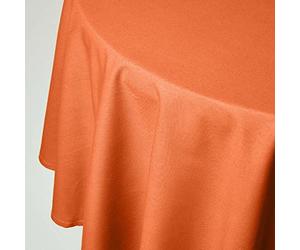 HOMESCAPES Paño de Mesa Naranja, Mantel Redondo de Algodón Liso, Funda de Mesa de Comedor Hecha a Mano y Duradera con Costura en el Dobladillo, Hipoalergénica, Lavable, Naranja Quemado - 178 cm