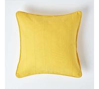 Homescapes Rajput acanalado cojín, mandarina amarillo 100% algodón coordinar con Rajput mantas y cortinas fácil cuidado lavable en casa, 100% algodón, Amarillo, 45 x 45 cm (18" x 18")