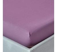 Homescapes Sábana Bajera Ajustable 100% algodón Egipcio 200 Hilos Color Morado 120 x 190 cm