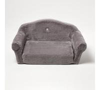 HOMESCAPES Sofá cama de felpa para perro, tamaño grande, color gris | Colchón plegable para cama grande para perro. Sofás y sillas de lujo para perros en microfibra lavable a mano.