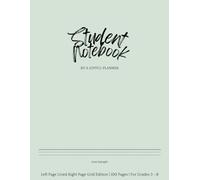 Homeschool Student Notebook | With Dotted Thirds Lines | Light Blue: Right Page Thirds Lines & Left Page With Grid | 100 Pages | Grades 3 - 8