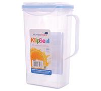 HOMESHOPA - Jarra de plástico para jugo, 1 paquete de 1.5 L, para puerta de nevera, con asa, jarra de plástico sin BPA con tapa abatible, hermética, a prueba de fugas, apta para lavavajillas,