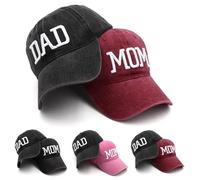 homeSlik Mom and Dad Hats Gorra de béisbol, Sombrero Negro para papá y Sombrero Rojo para mamá, Talla única Unisex Adulto