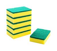 HOMESmith Esponja Grande y Resistente, Estropajo de Doble Cara para Lavar y Limpiar Platos, Absorbente, antiarañazos, Reutilizable, Paquete de 6, Amarillo y Verde