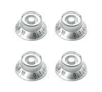 HomeSoGood 4 pomos de volumen para guitarra eléctrica, bajo y control de velocidad en forma de sombrero, color plateado con números negros, interruptor de plástico para Les Paul LP