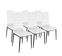 HomeSouth duehome Pack 6 sillas Comedor, Sillas Salon, Modelo emi, Acabado en símil Piel Blanco y Patas Negras, Medidas: 44 cm Ancho x 42 cm Largo x 96 cm Alto