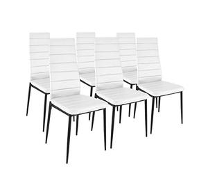 HomeSouth duehome Pack 6 sillas Comedor, Sillas Salon, Modelo emi, Acabado en símil Piel Blanco y Patas Negras, Medidas: 44 cm Ancho x 42 cm Largo x 96 cm Alto