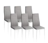 HomeSouth Pack 6 Sillas Tapizadas, Sillas Comedor, Sillas Salon, Tejido Gris y Patas Blancas, Modelo Yuri, Medidas: 44 cm Ancho x 42 cm Largo x 96 cm Alto