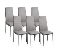 HomeSouth Pack 6 Sillas Tapizadas, Sillas Comedor, Sillas Salon, Tejido Gris y Patas Negras, Modelo Yuri, Medidas: 44 cm Ancho x 42 cm Largo x 96 cm Alto