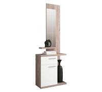 HomeSouth - Recibidor con un cajón y una Puerta, Mueble de Entrada con Espejo Acabado en Blanco y Nelson, Modelo Enter, Medidas: 60,5 x 68,5 x 27,8 cm de Fondo