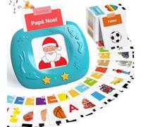 HOMESTEC Tarjetas Flash Parlantes, Juego Educativo Audibles para Regalo de Niños de 2 a 6 Años, 216 Hojas, 432 Palabras en Español, Tema Espacial Juguete Montessori, Azul