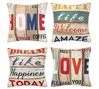 HomeStilez Funda de Cojín Decorativas Fundas Retro para Cojín Cubierda Almohada Lino Festivo Sofá Cama Hogar Coche Bar Dormitorio Jardín Salón Interior Exterior 40x40cm,4 Piezas