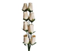 Homestreet Rosas de madera en muchos colores, 8 tallos individuales de rosas atados en un ramo, exhibición de flores pequeñas de calidad (crema)