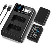 Homesuit NP-FW50 - Batería de 1300 mAh y cargador USB LCD para Sony ZV-E10 A6000 A6300 A6400 A6500 A5100 A5000 A7 A72 A7R A7R2 A7S2 7RM2 7SM2 7M2 A5 5 RX10 Cámara NEX-3/5/6/7 NEX-F3 II III IV (2