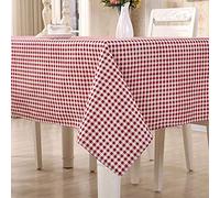HomeT - Mantel de algodón y lino, estampado geométrico, a cuadros, rojo y blanco, color granate, para mesa de forma rectangular, Lino algodón, Rojo, 100x140cm