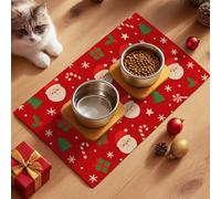 HOMETITUTE Adorable tapete de comida para mascotas con diseño de Papá Noel, a prueba de derrames, para comida y agua, mantel individual para mascotas, fácil de limpiar, de secado rápido, para gatos
