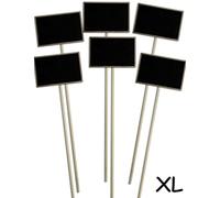 HomeTools.eu® 6 letreros clásicos de madera XL para invernadero, cama, balcón, hierbas, jardín, maceta Landhaus, se puede escribir en 35 cm, juego de 6