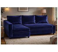 HomeTown Market Friheten Funda Sofa Compatible with IKEA Friheten Sofa Cover ¡Solo Fundas De Sofá. No Es Un Sofá (Terciopelo Azul Derecha Mas Larga)