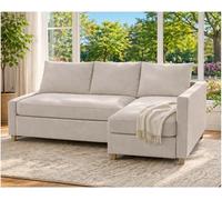 HomeTown Market Funda de Repuesto Duradera para sofá Friheten, Compatible for IKEA Friheten Funda seccional de Esquina para sofá Cama. ¡Solo Fundas de sofá (Poliéster Beige Izquierda Mas Larga)