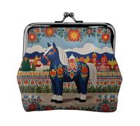 Hometown of The Dala Horse - Monedero pequeño para mujer, con cierre de beso, tamaño de bolsillo, mini monedero para mujer