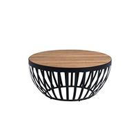 HomeTrends4You Moto Mesa Auxiliar, Madera de ingeniería, Marrón, Negro, Durchmesser 70cm, Höhe 32,5cm