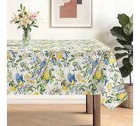 hometrixx Verano Mantel Rectangular Antimanchas Pájaros Limón Azules Manteles Lavable Poliéster Impermeable Cubre Mesas Hule para Comedor Cocina Cumpleaños Festivosr, 140x180 cm